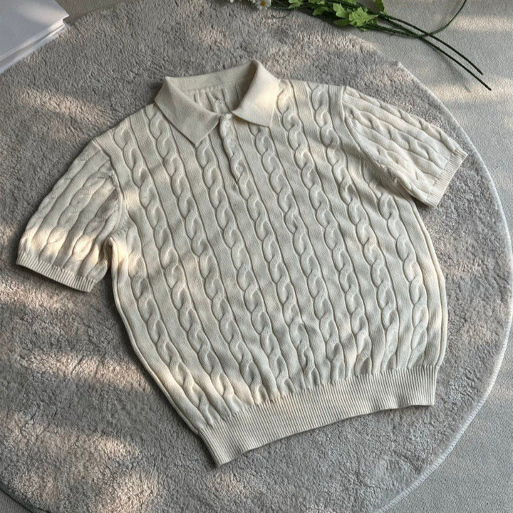 Herren Kurzarmstrickpullover mit strukturiertem Muster – Norvane