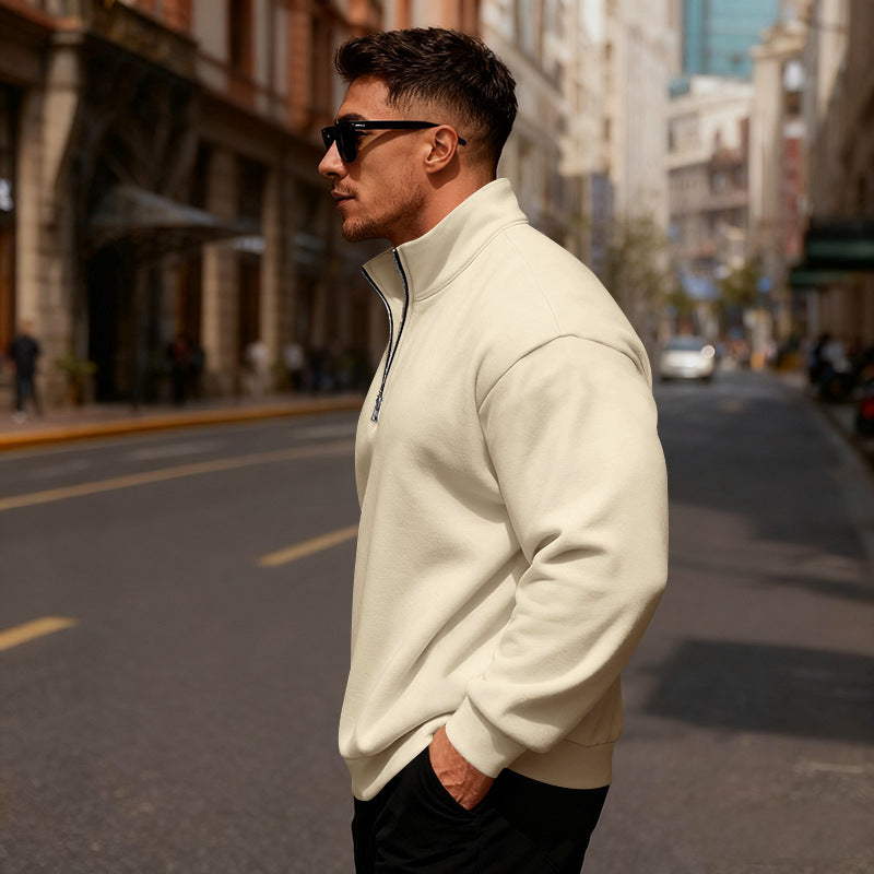 Herren Sweatpullover mit hohem Kragen und Reißverschluss Echoarchiv