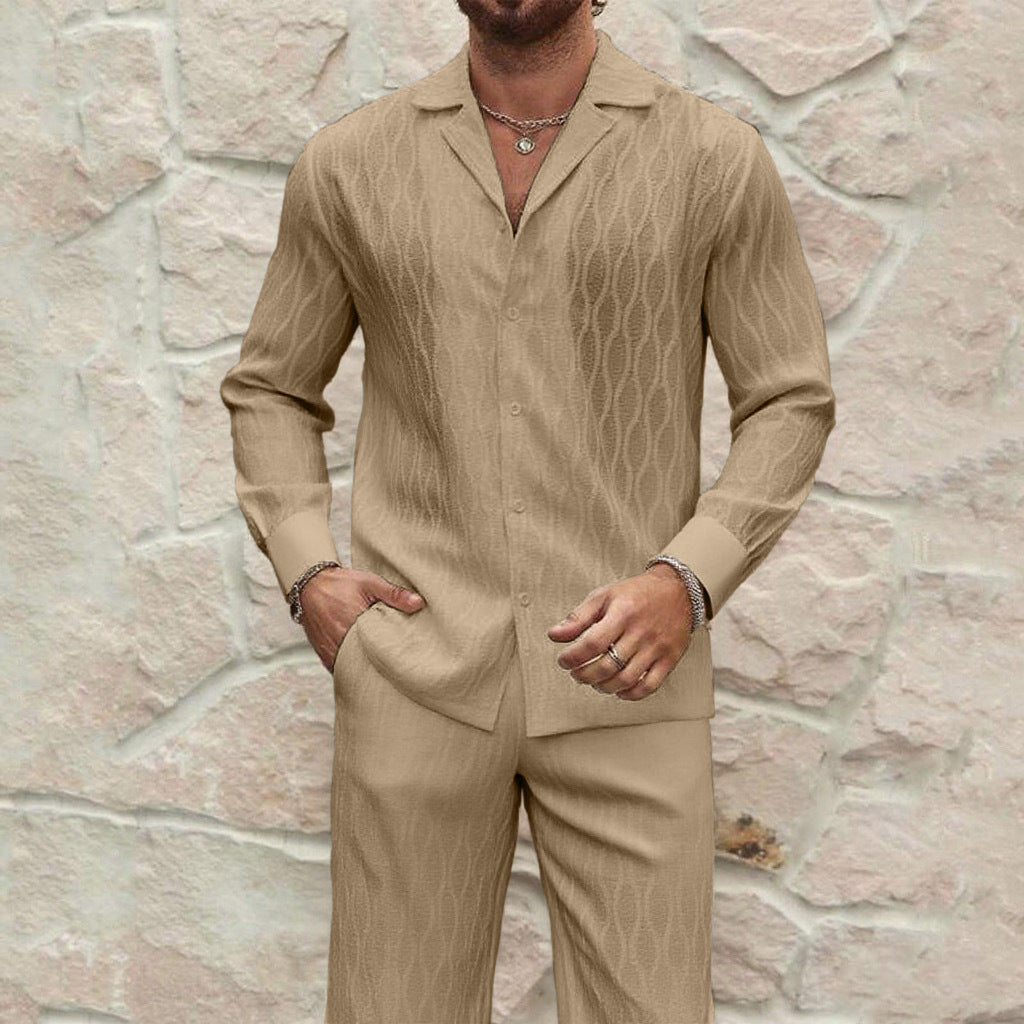 Herren eleganter Set mit feinem Strukturmuster und komfortablem Schnitt Echoarchiv