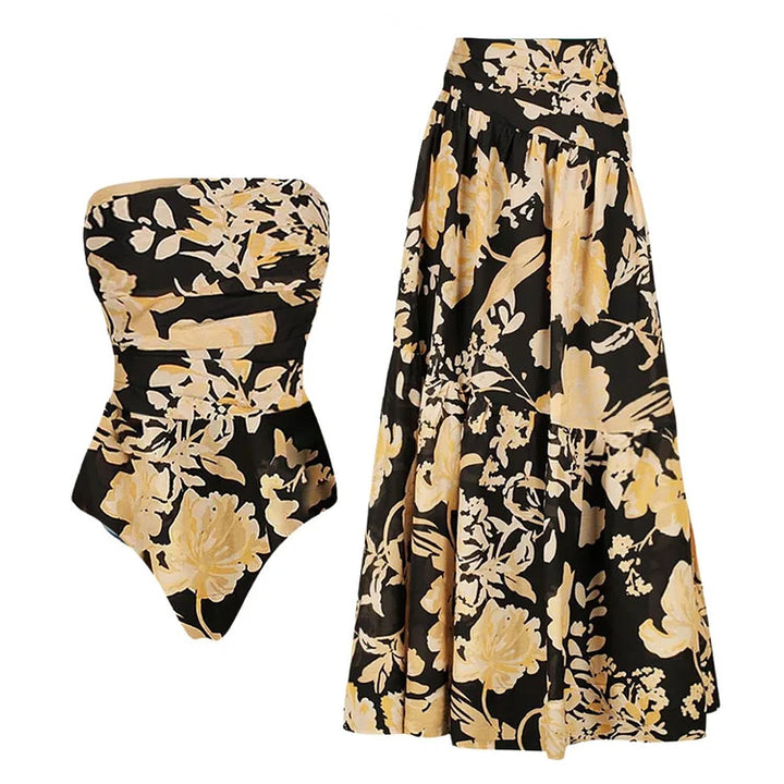 Damen Bandeau Badeanzug mit floralem Design Echo Archiv