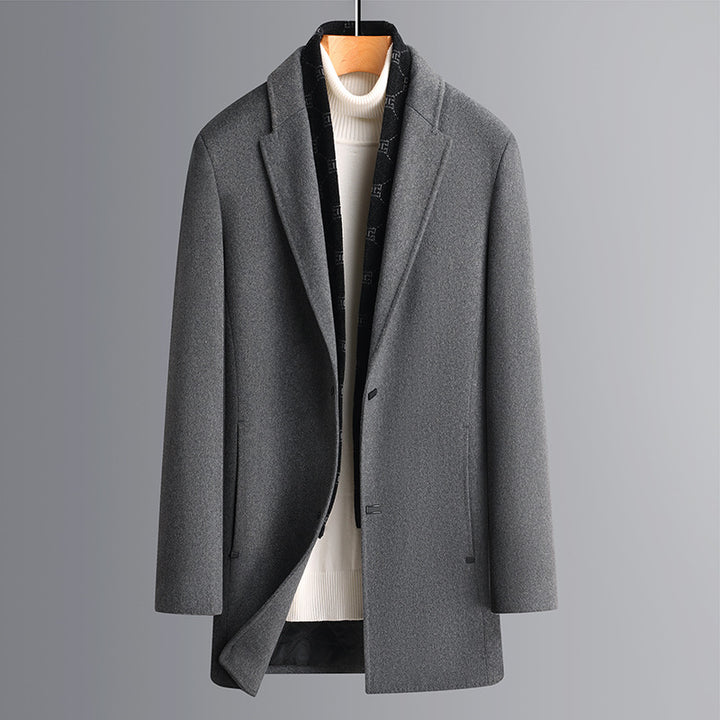 Herren Eleganter einreihiger Wollmix-Übermantel mit schmaler Silhouette Echo Archiv