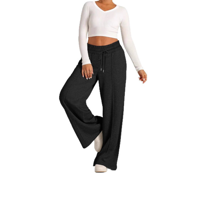 Damen weite High‑Waist Palazzo-Loungehose mit elastischem Komfortbund und Kordelzug – Avélisse