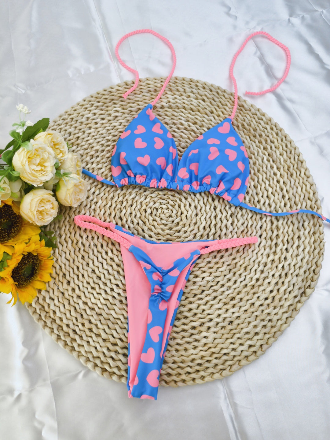 Damen Triangel-Bikini-Set mit fröhlichem Kirschmuster und verstellbaren Trägern Echo Archiv