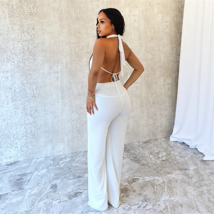 Damen Jumpsuit mit elegantem Wickeldetail und weiten Beinpartien Echo Archiv