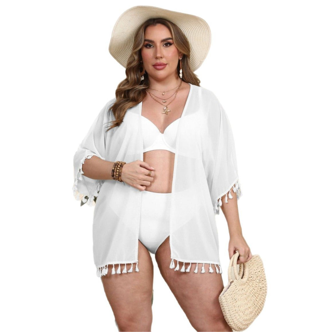 Damen luftiger Kaftan mit bezauberndem Fransenabschluss Echo Archiv