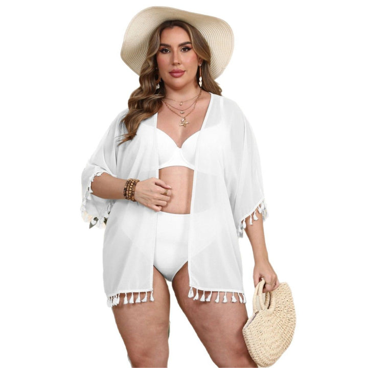 Damen luftiger Kaftan mit bezauberndem Fransenabschluss Echo Archiv