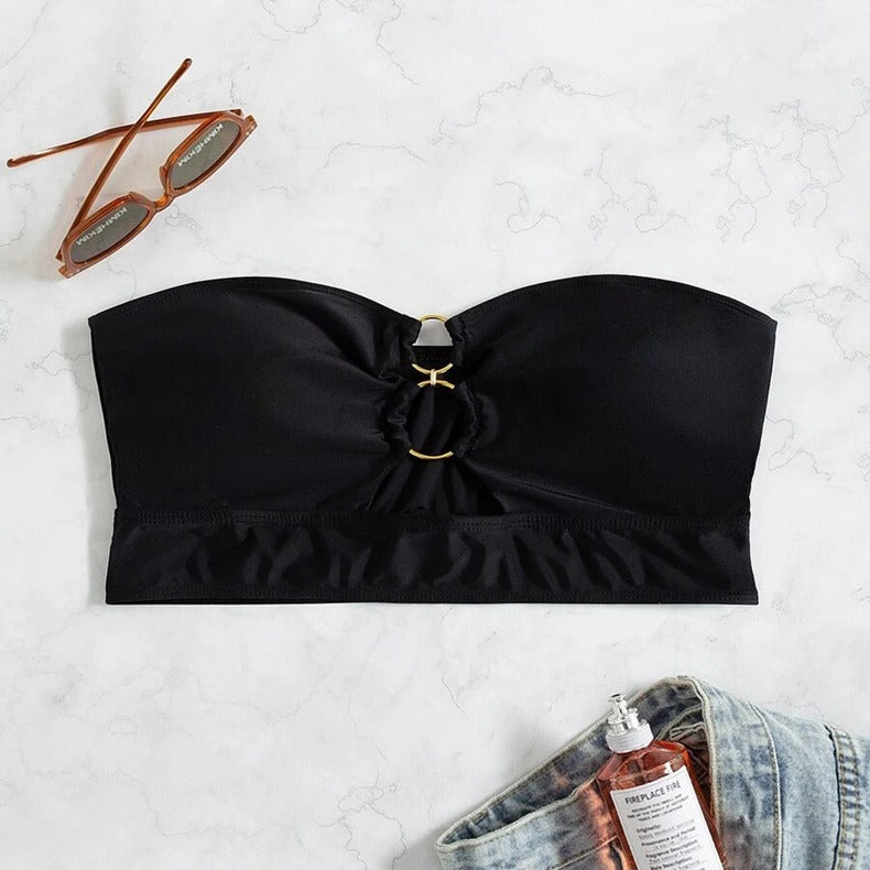 Damen Bandeau-Bikini-Oberteil mit dekorativem Ring-Detail Echo Archiv
