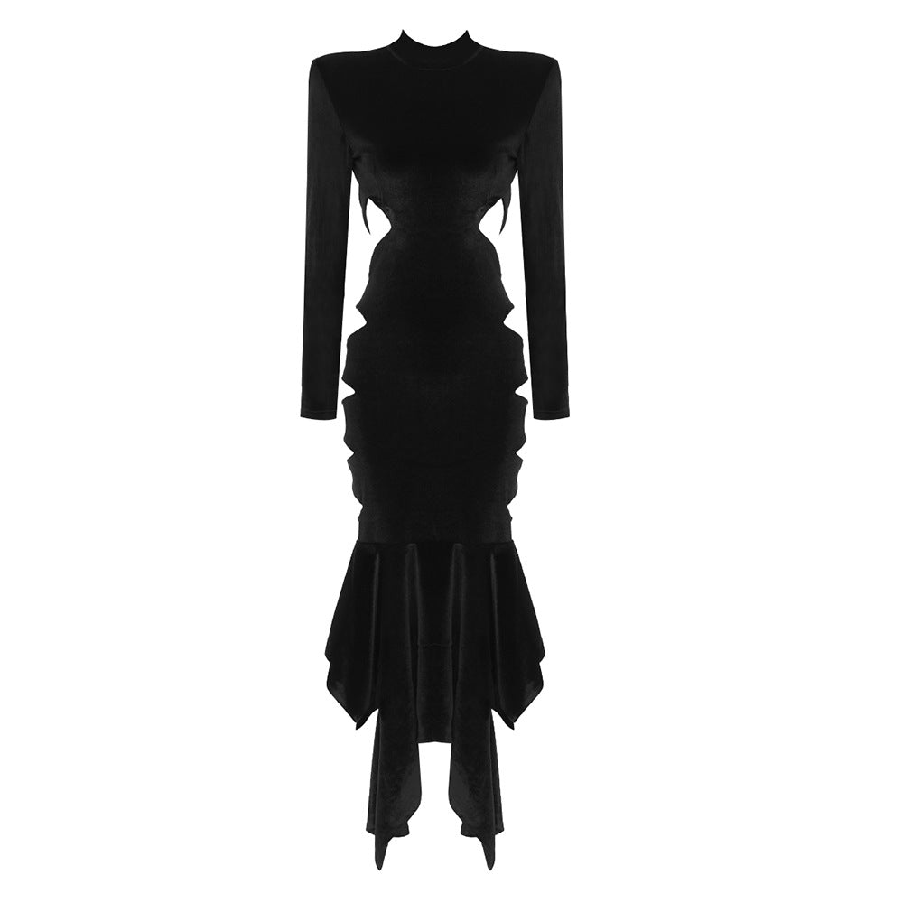 Damen elegantes langes Kleid mit innovativem Cut-Out und voluminösem Saum Echo Archiv