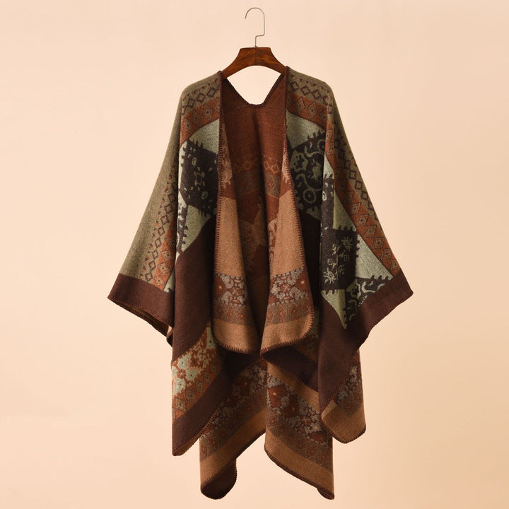 Damen Jacquard Poncho mit Paisley‑Muster – Avérine