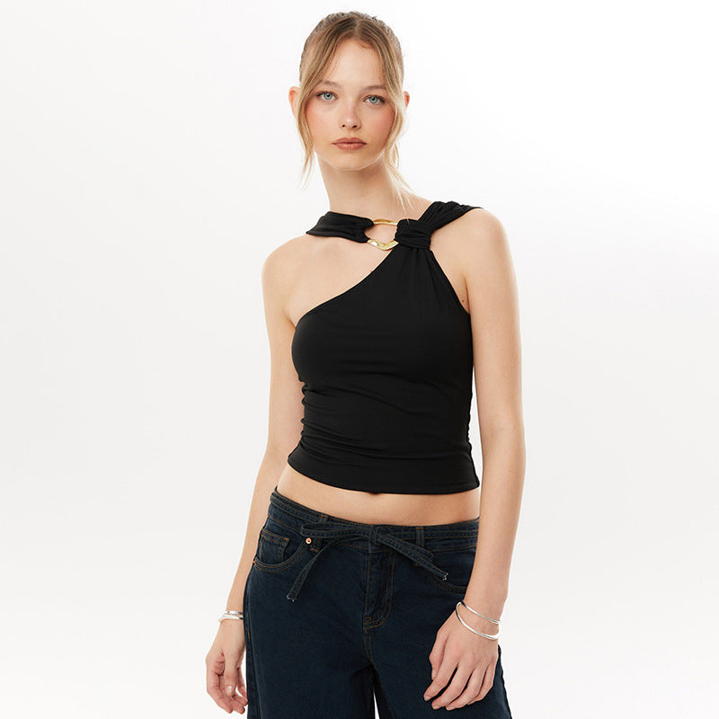 Damen asymmetrisches Trägershirt mit dekorativer Ringverzierung Echo Archiv