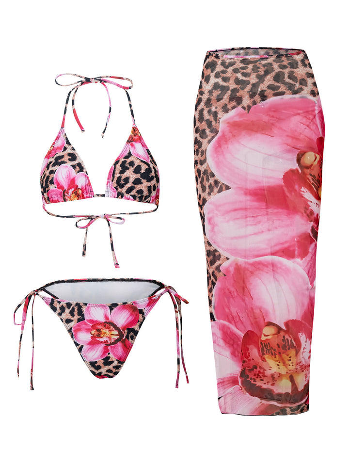 Damen Triangel-Bikini mit floralem und tierischem Muster Echo Archiv