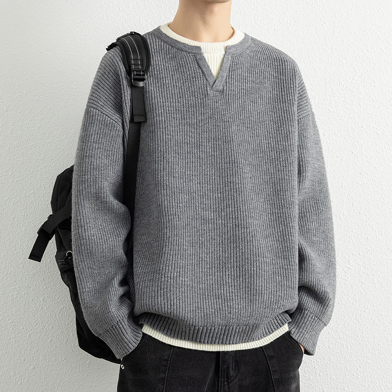 Herren Strickpullover mit V-Ausschnitt und strukturiertem Design Echoarchiv