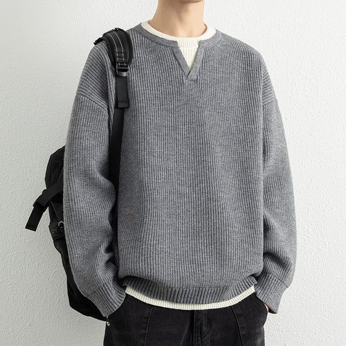 Herren Strickpullover mit V-Ausschnitt und strukturiertem Design Echoarchiv