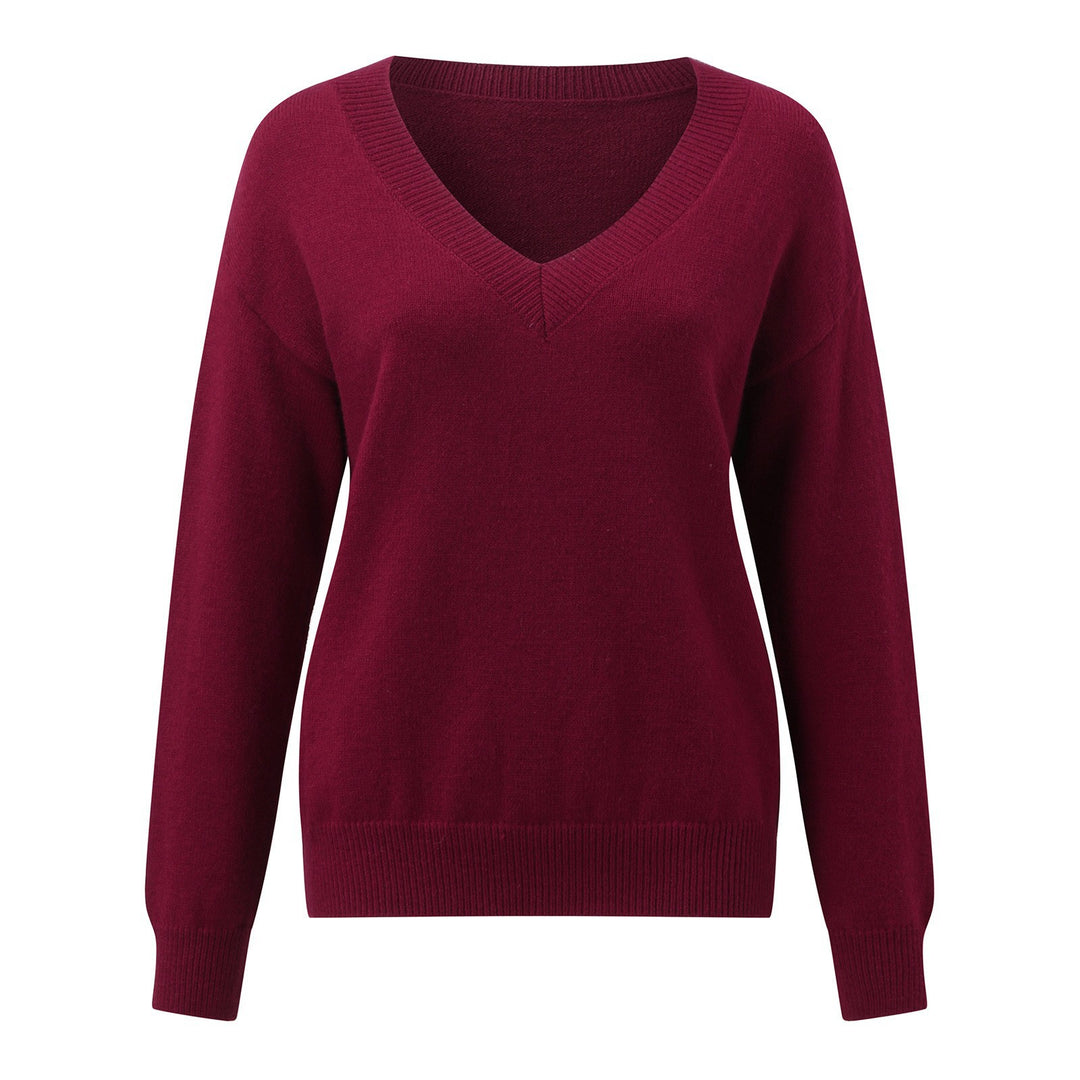 Damen V-Ausschnitt Strickpullover in feiner Wollqualität Echoarchiv