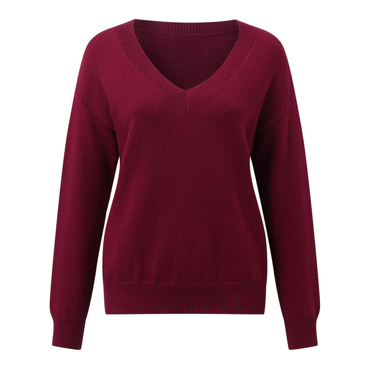 Damen V-Ausschnitt Strickpullover in feiner Wollqualität Echoarchiv