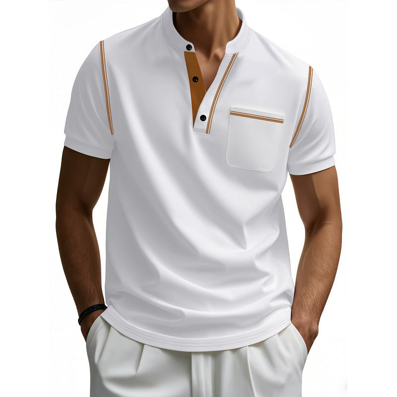 Herren Polo-Shirt mit modischem Henley-Kragen und praktischer Brusttasche Echoarchiv