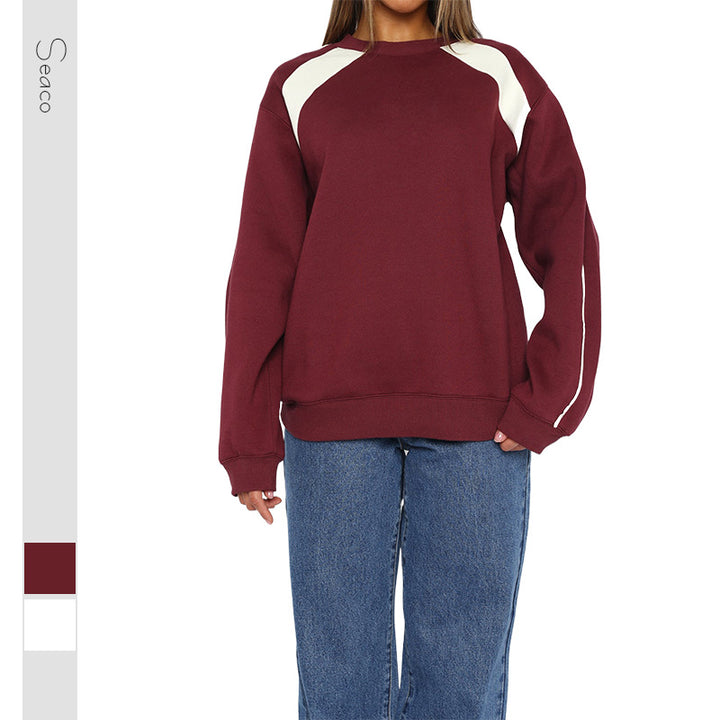 Damen Oversize-Sweatshirt mit kontrastbesetzten Raglanärmeln – Avérine