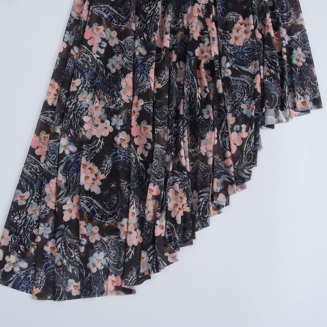 Damen Asymmetrisches One-Shoulder Kleid mit langem Ärmel und Stufenrock Echoarchiv