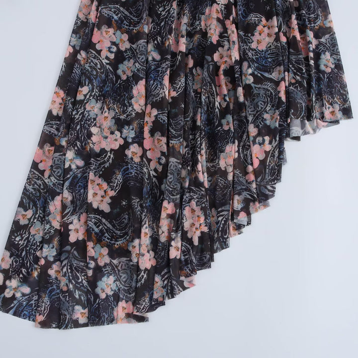 Damen Asymmetrisches One-Shoulder Kleid mit langem Ärmel und Stufenrock Echoarchiv