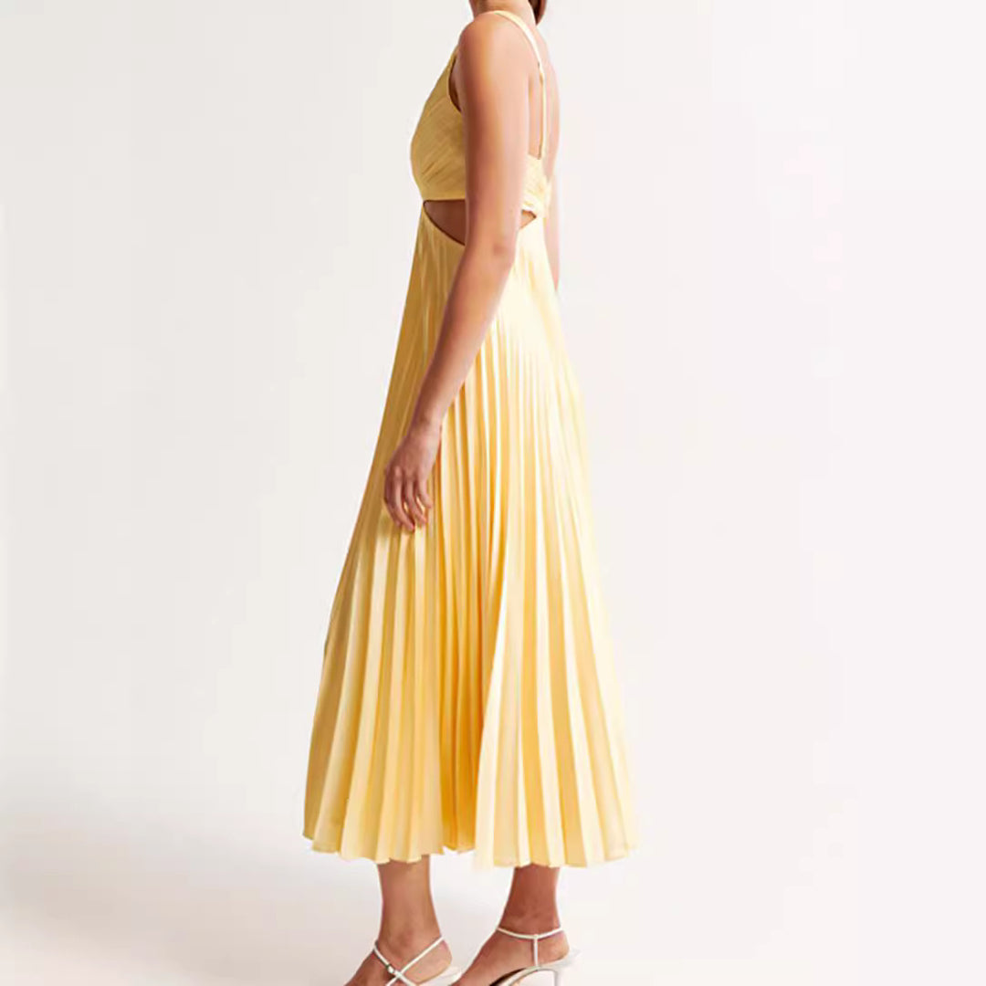 Damen nan plissiertes Midikleid mit gedrehter Bustierpartie und seitlichen Cut-Outs Echo Archiv
