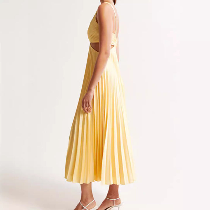 Damen nan plissiertes Midikleid mit gedrehter Bustierpartie und seitlichen Cut-Outs Echo Archiv