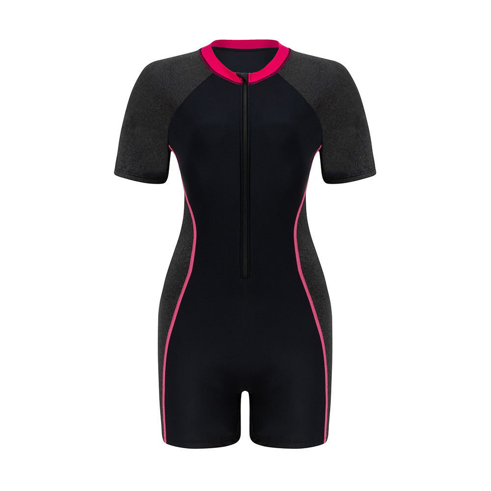 Damen Sportlicher Kurzarm-Schwimmanzug Echo Archiv
