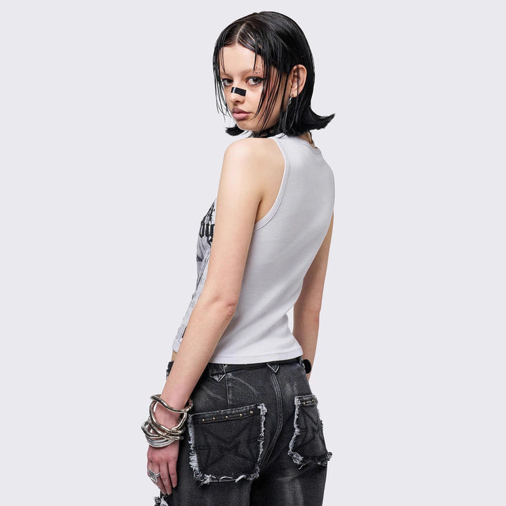 Damen Crop-Top mit urbanem Dystopie-Print Echo Archiv