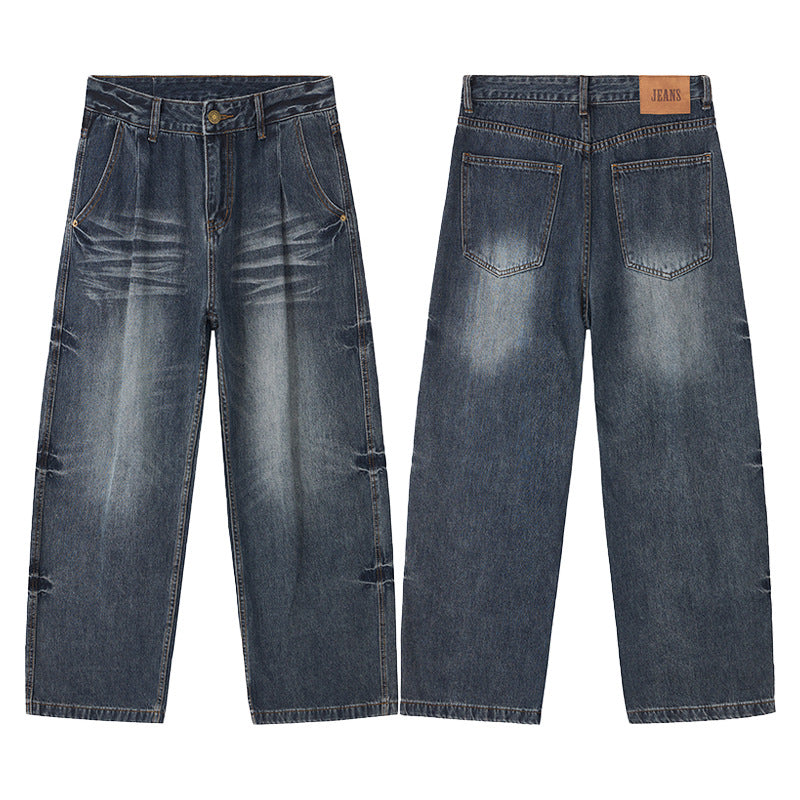 Herren Weitfallende Paneel-Denim-Jeans im Baggy-Schnitt mit verlängertem Saum Echo Archiv