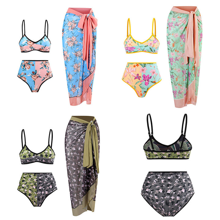 Damen Hochtailliertes Bikini-Set mit floralem Design und komfortablem Schnitt Echo Archiv