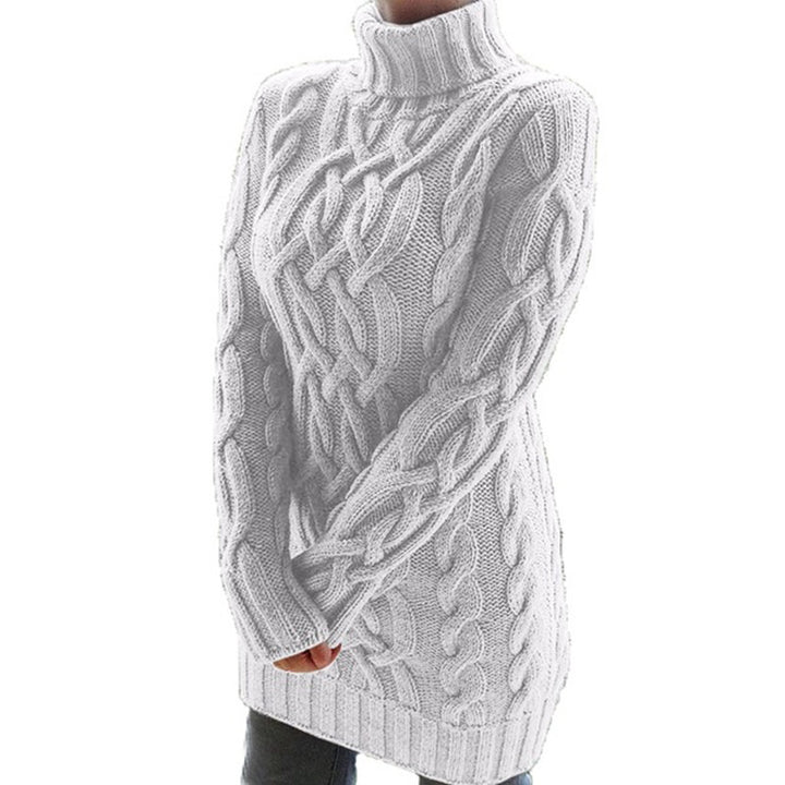 Damen Oversized Strickkleid mit markantem Zopfmuster und Rollkragen Echo Archiv