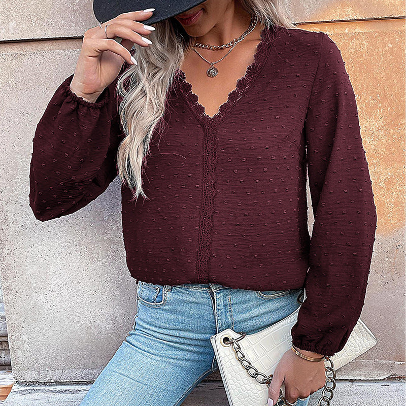 Damen Elegante Bluse mit Rüschendetails und Spitzenakzent Echo Archiv