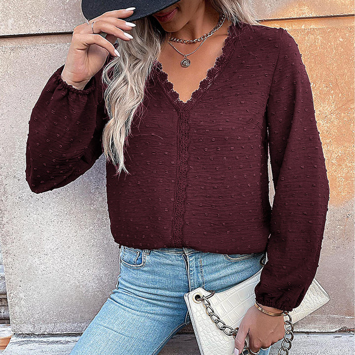 Damen Elegante Bluse mit Rüschendetails und Spitzenakzent Echo Archiv