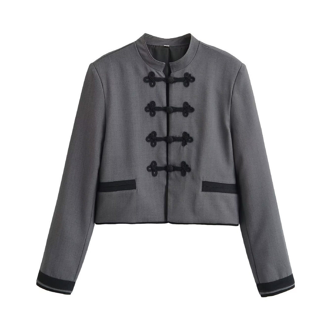 Damen Kurzjacke mit Mandarinkragen und dekorativen Knotenverschlüssen Echo Archiv