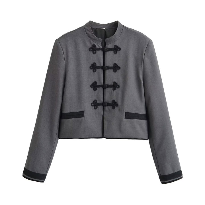 Damen Kurzjacke mit Mandarinkragen und dekorativen Knotenverschlüssen Echo Archiv