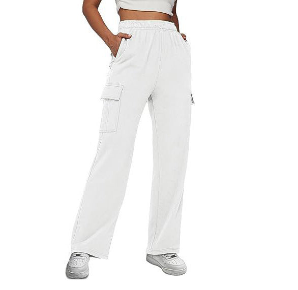 Damen nan lässige Cargo-Freizeithose mit weitem Bein elastischem Bund und aufgesetzten Taschen Echo Archiv