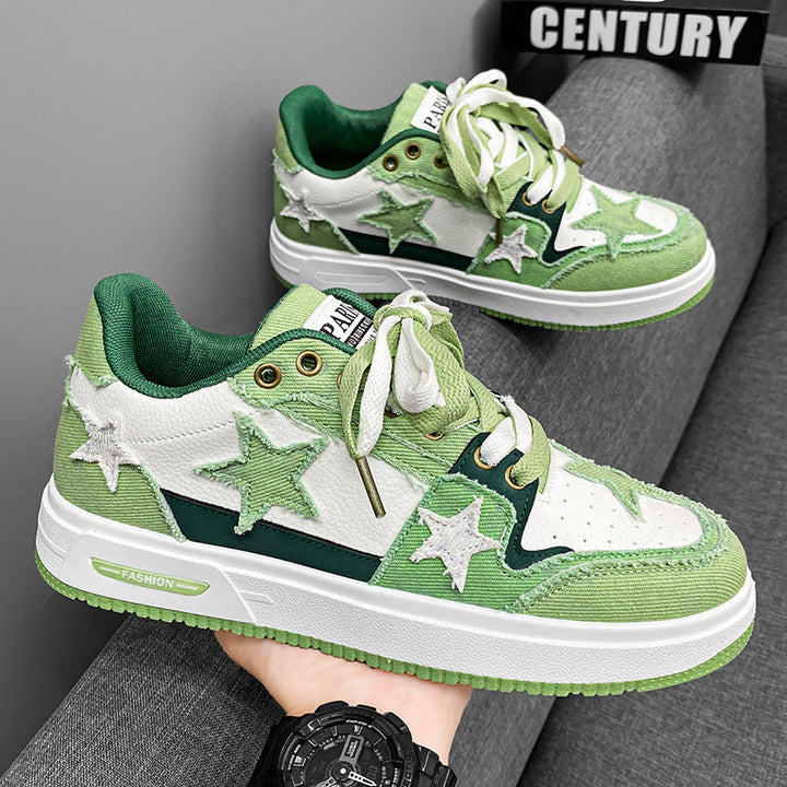 Unisex modische Plateausneaker mit Sternapplikationen, gepolstertem Einstieg und griffiger Profilsohle – Norré