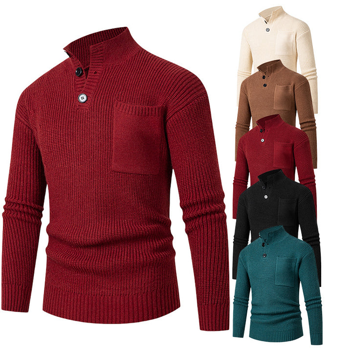 Herren Hochwertiger Pullover mit Modalmuster und Brusttasche Echoarchiv