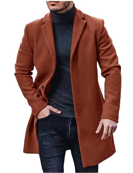 Herren Eleganter Wollmantel mit klassischem Revers und Echoarchivrnem Schnitt Echoarchiv