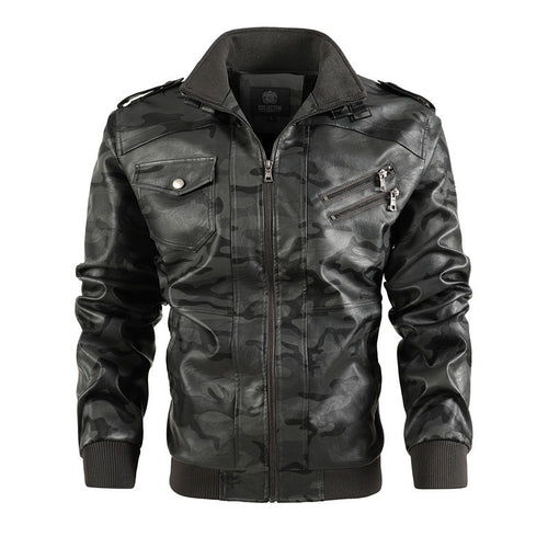 Herren Camouflage Lederjacke im Urbanen Stil Echoarchiv