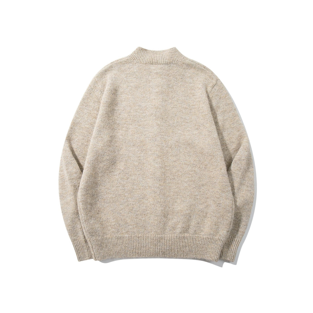 Unisex Grobgestrickte Bouclé-Cardigan mit Stehkragen und Knopfleiste Echoarchiv
