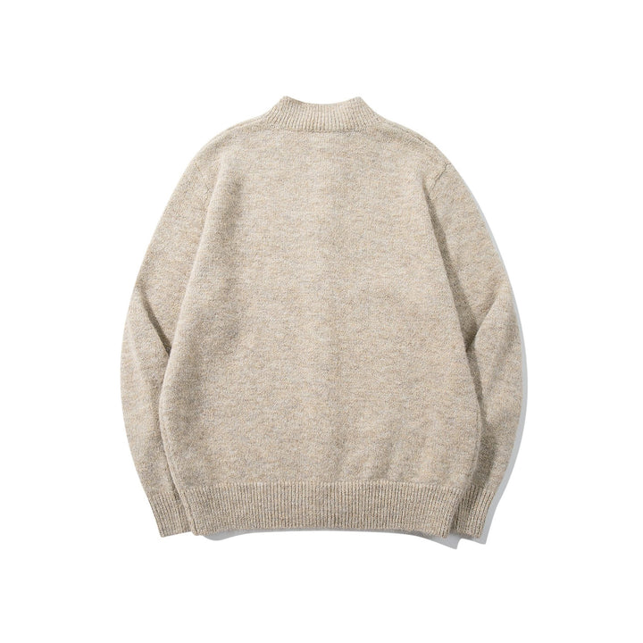 Unisex Grobgestrickte Bouclé-Cardigan mit Stehkragen und Knopfleiste Echoarchiv