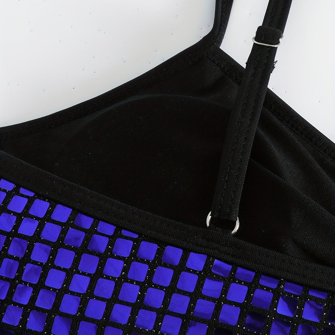 Damen Crop-Bikini-Top mit glitzerndem Netzdesign Echo Archiv