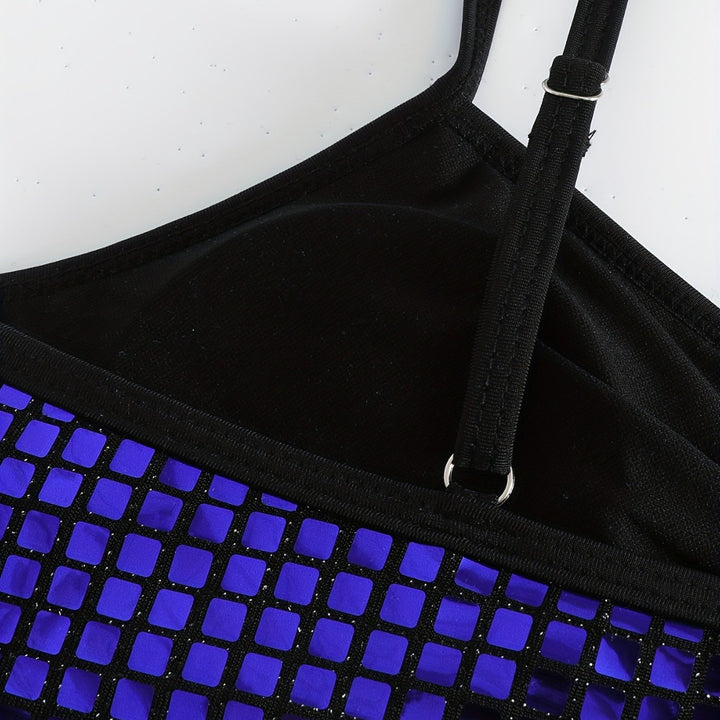 Damen Crop-Bikini-Top mit glitzerndem Netzdesign Echo Archiv