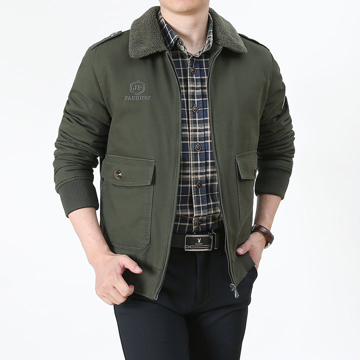 Herren Utility-Flightjacke aus Baumwollmix mit Teddykragen und aufgesetzten Pattentaschen Echo Archiv