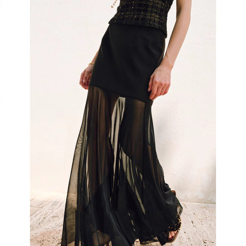 Damen Eleganter Midirock aus zartem Chiffon Echoarchiv