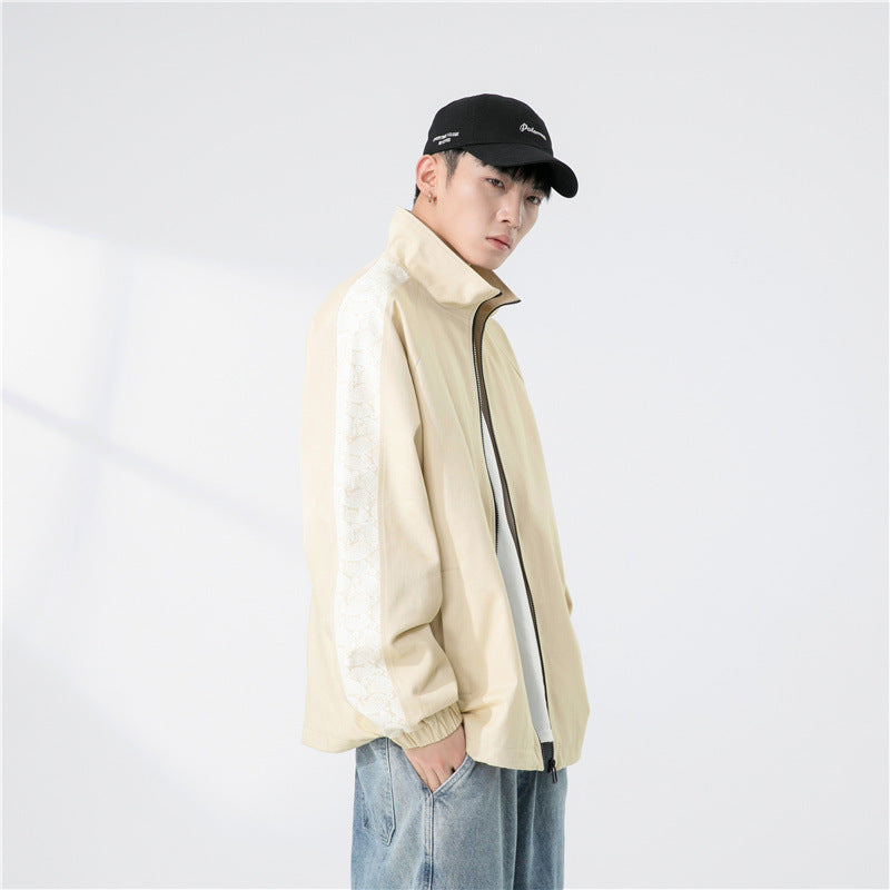 Herren Oversize Übergangsjacke mit Raglanärmeln, Stehkragen und elastischen Bündchen Echoarchiv