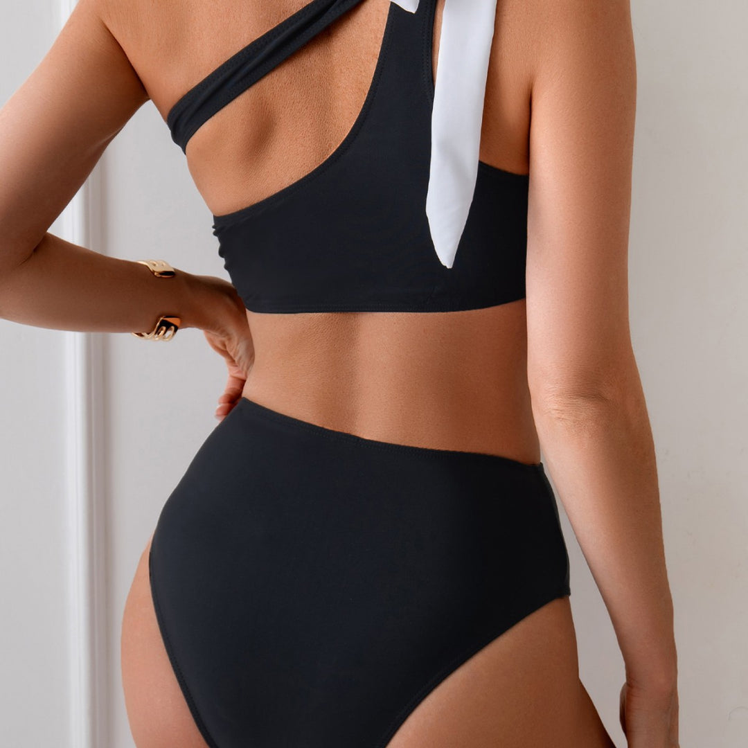 Damen Bikini-Set mit asymmetrischem Oberteil und hohem Taillenbund Echo Archiv