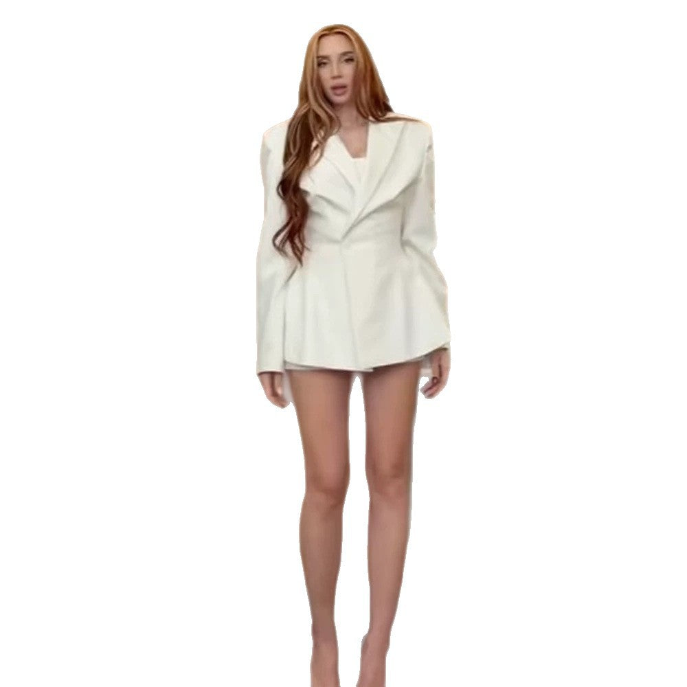 Damen tailliertes Blazer-Kleid mit skulpturaler Taille und ausgestelltem Saum Echoarchiv