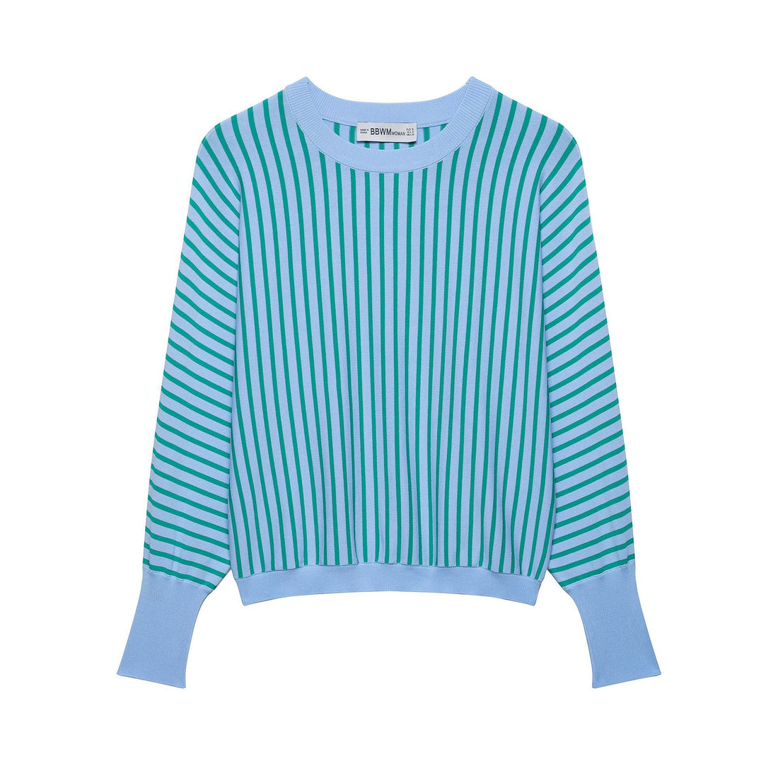 Damen Gestreifter Cropped Feinstrickpullover mit verlängerten Bündchen Echoarchiv