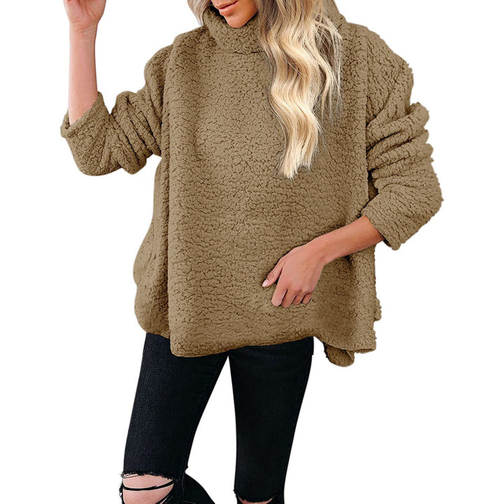 Damen Kuscheliger Oversize‑Teddy‑Pullover mit Stehkragen und gerundetem Saum Echo Archiv